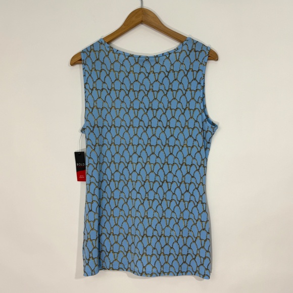 BOLD Elements Women’s Size Large Blue Rope Print Sleeveless Twist Front Top New - Picture 6 of 6